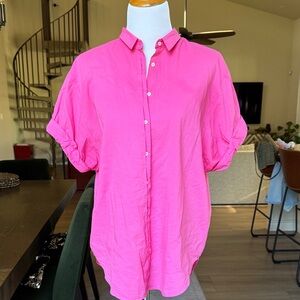 XiRENA Hot Pink Button-Front Blouse